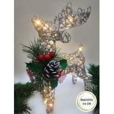 Фигура LED ОЛЕНЬ метал. серебро h≈34см